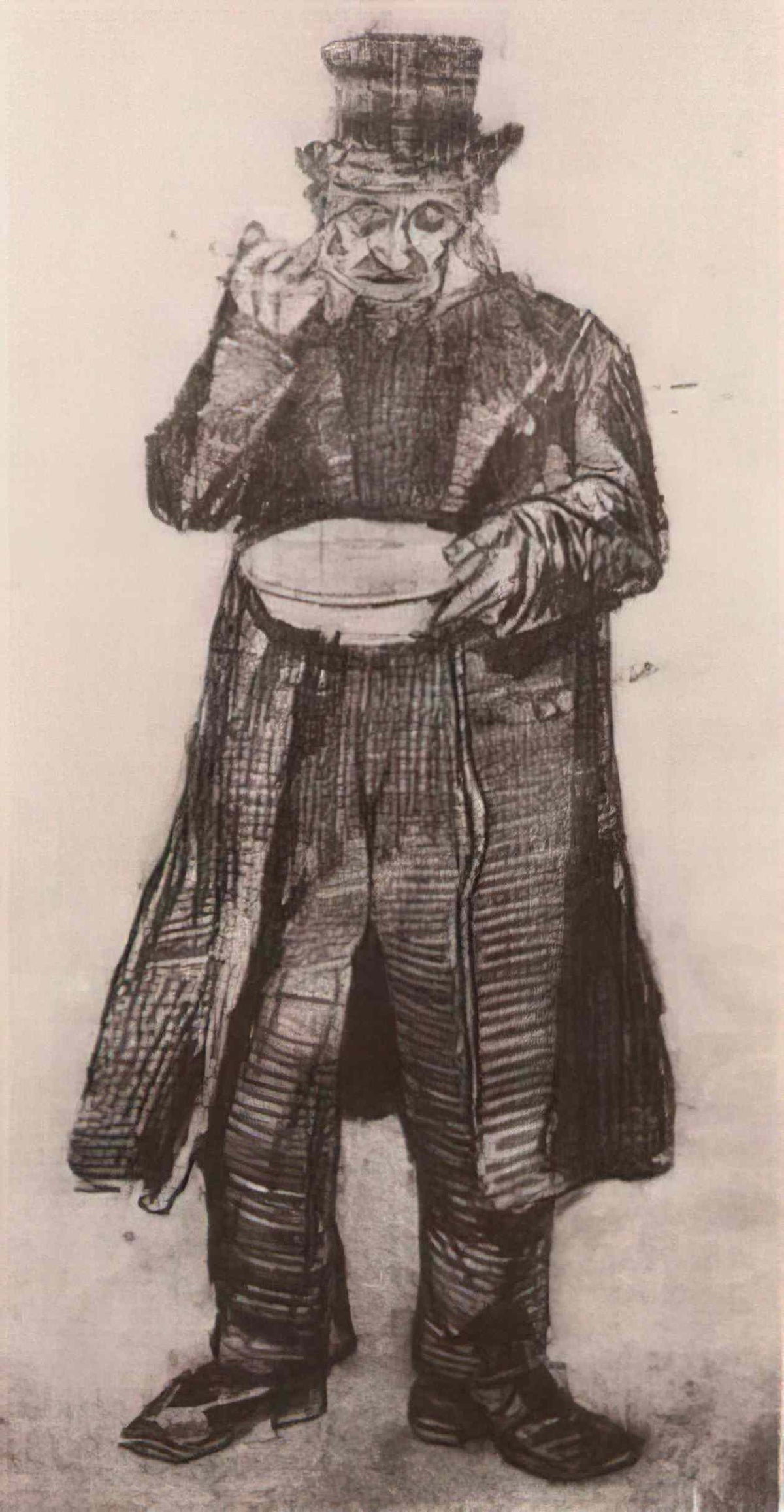 van gogh orphan man with top hat eating from a plate 1882 Art A4 Photo Print