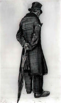 van gogh orphan man with umbrella seen from the back 1882 Art A4 Photo Print