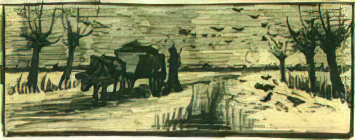 van gogh oxcart in the snow 1884 Art A4 Photo Print