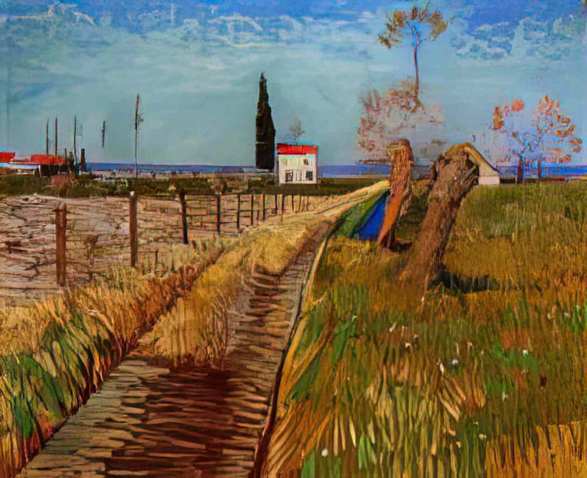 van gogh path through a field with willows 1888 Art A4 Photo Print