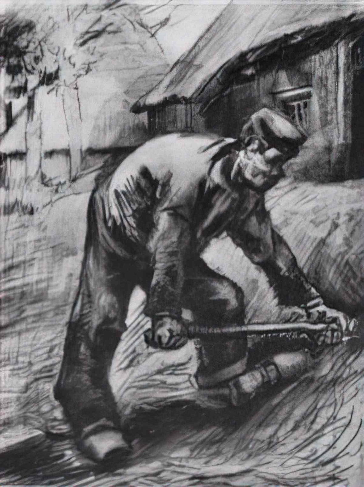 van gogh peasant chopping 1885 Art A4 Photo Print