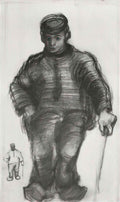 van gogh peasant with walking stick and little sketch of the same fi Art A4 Photo Print