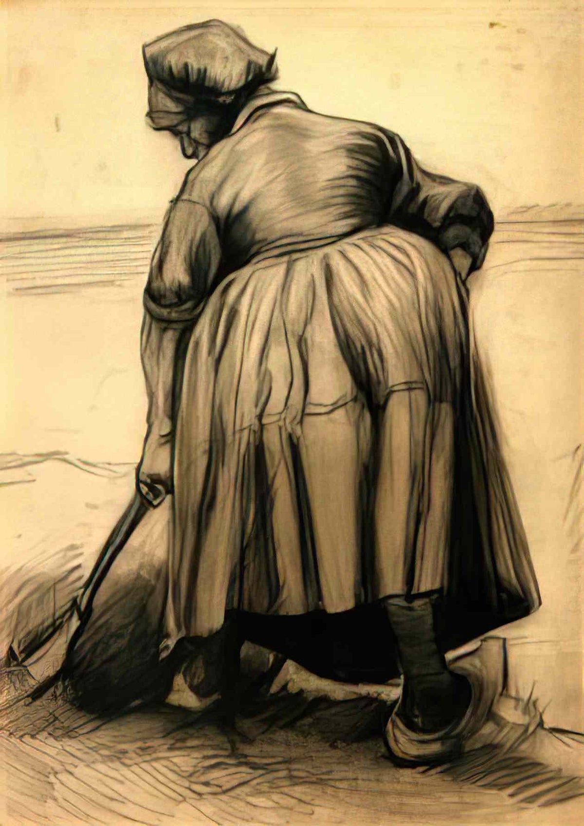 van gogh peasant woman digging 1885 Art A4 Photo Print