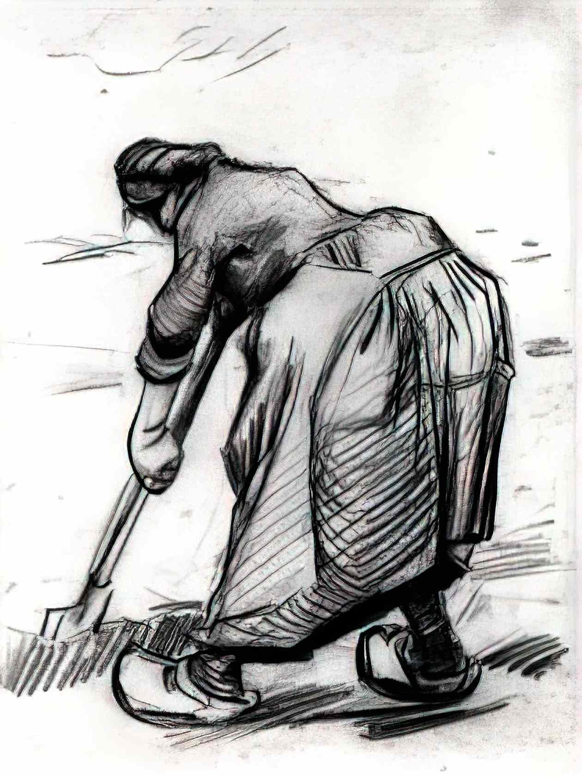van gogh peasant woman digging seen from the side 1885 Art A4 Photo Print