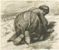 van gogh peasant woman kneeling seen from the back 1885 Art A4 Photo Print