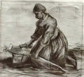 van gogh peasant woman kneeling with chopper 1885 Art A4 Photo Print