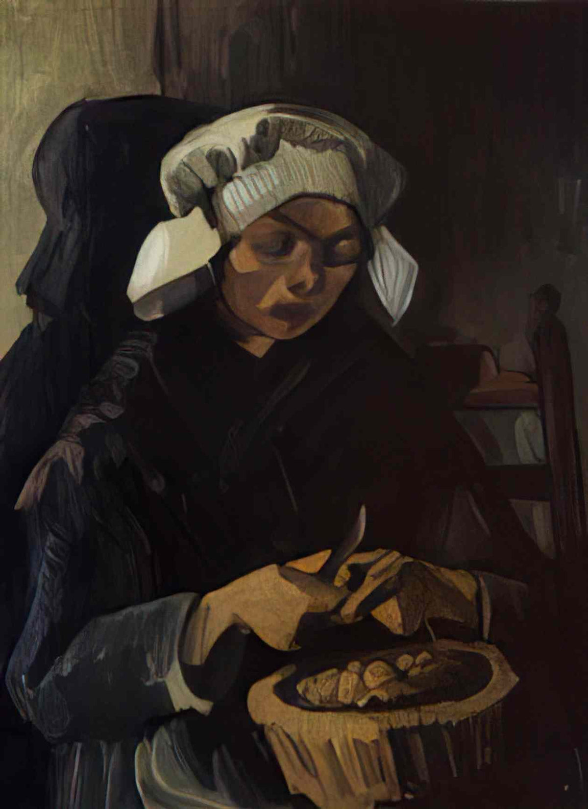 van gogh peasant woman peeling potatoes 1885 Art A4 Photo Print