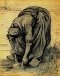 van gogh peasant woman stooping with a spade digging up carrots 1885 Art A4 Photo Print