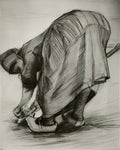 van gogh peasant woman stooping with spade possibly digging up carro Art A4 Photo Print