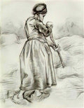 van gogh peasant woman tossing hay seen from the back 1885 Art A4 Photo Print