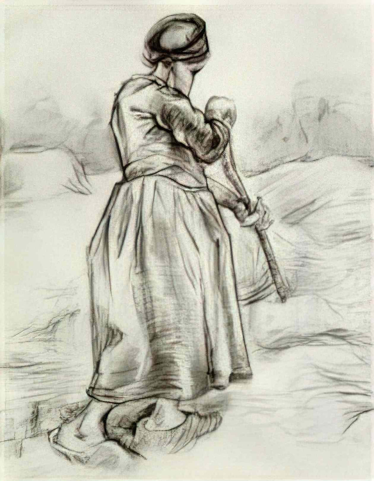 van gogh peasant woman tossing hay seen from the back 1885 Art A4 Photo Print