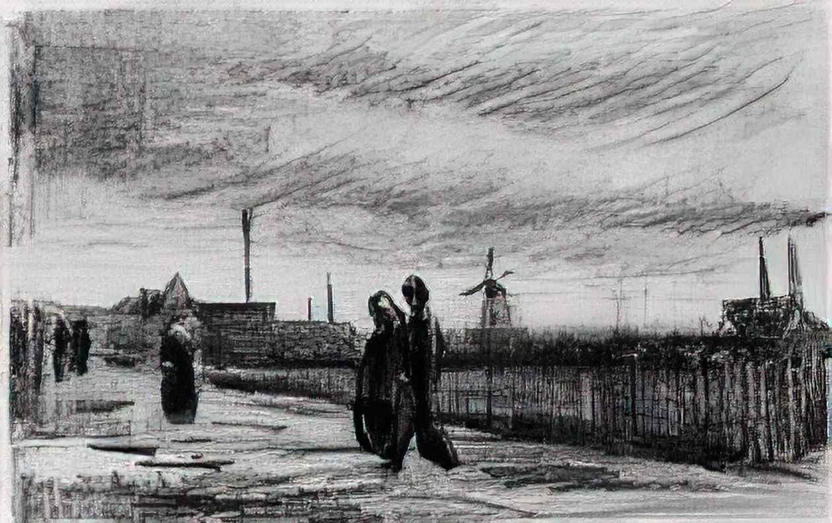 van gogh people walking in eindhoven 1885 Art A4 Photo Print