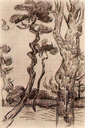 van gogh pine trees seen against the wall of the asylum 1889 Art A4 Photo Print