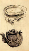 van gogh plate with cutlery and a kettle 1885 Art A4 Photo Print
