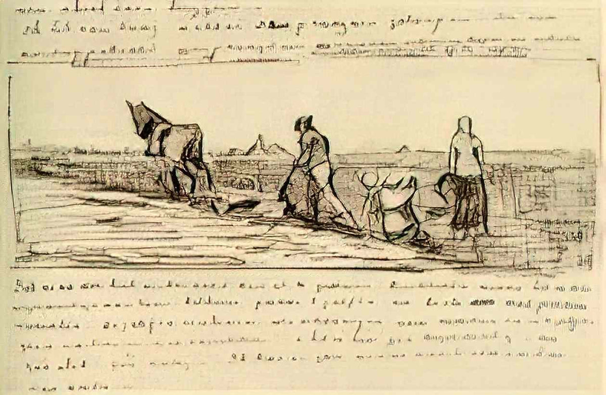 van gogh plowman with two women 1883 Art A4 Photo Print