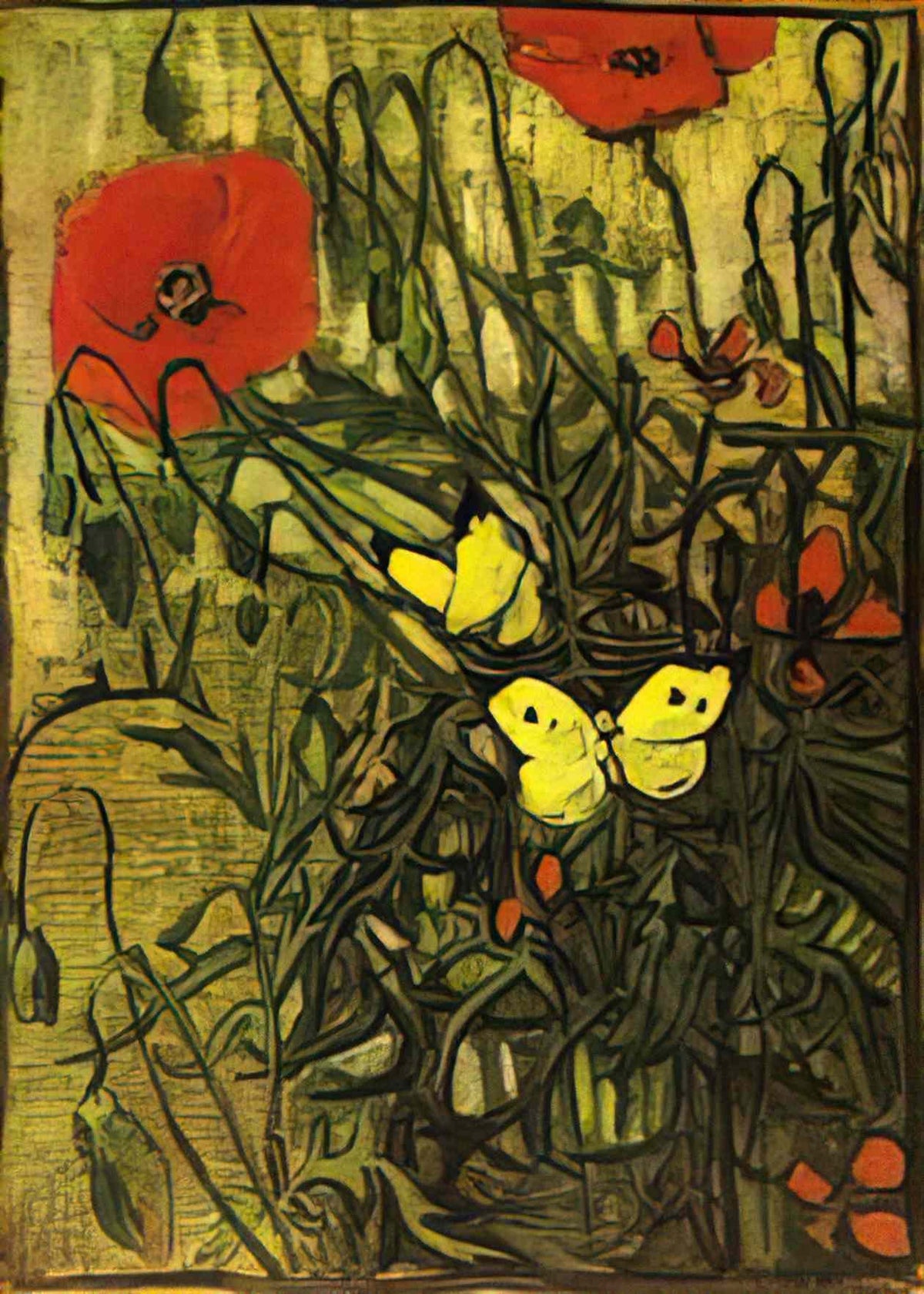 van gogh poppies and butterflies 1890 Art A4 Photo Print