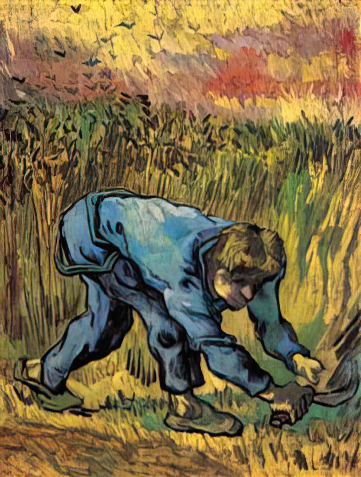 van gogh reaper with sickle after millet 1889 Art A4 Photo Print