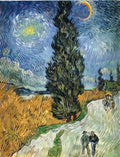 van gogh road with cypresses 1890 Art A4 Photo Print