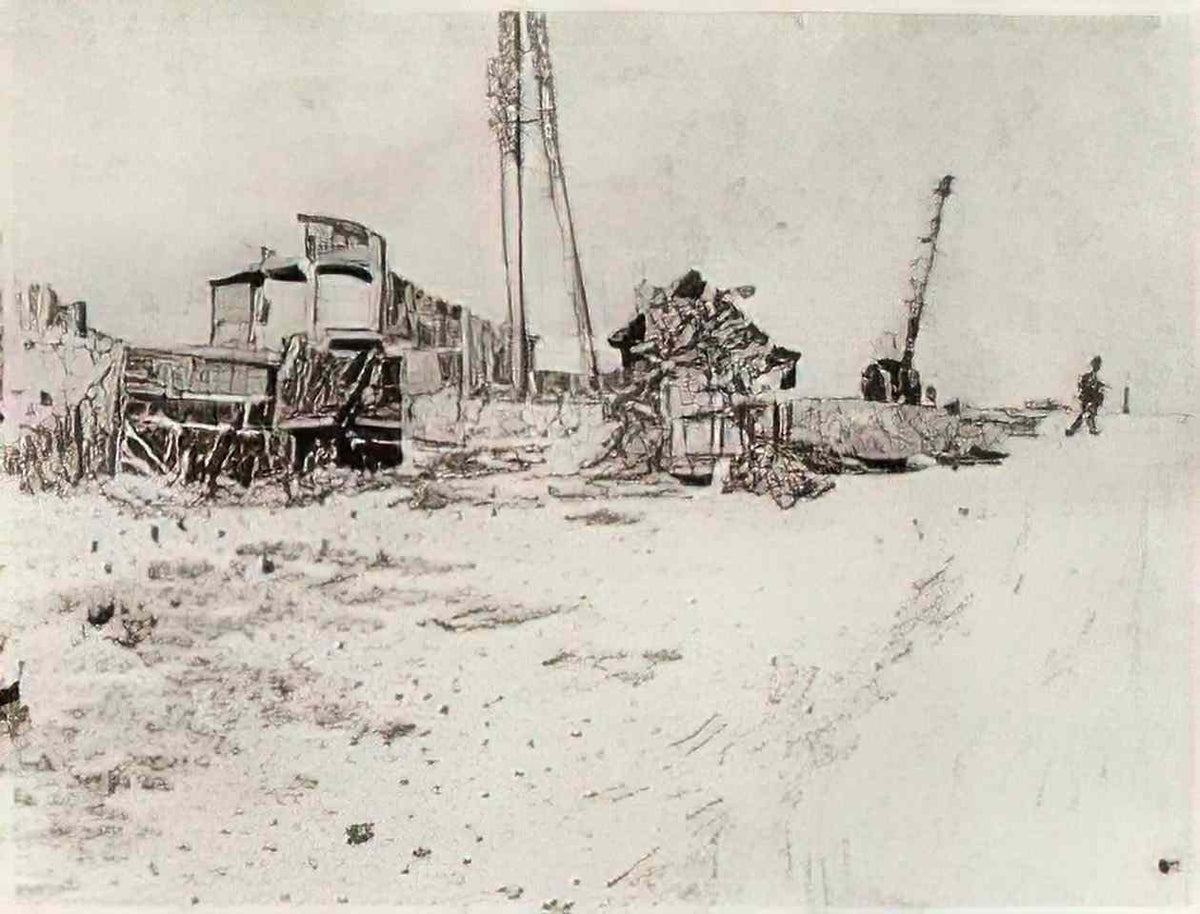 van gogh road with telegraph pole and crane 1888 Art A4 Photo Print