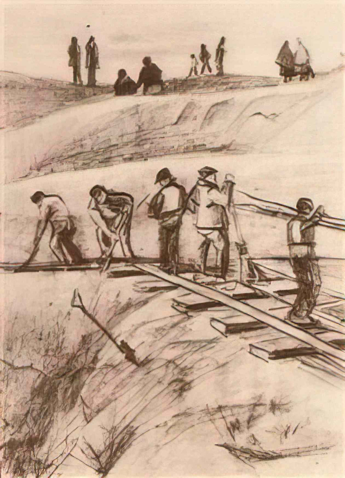 van gogh sand diggers 1882 Art A4 Photo Print