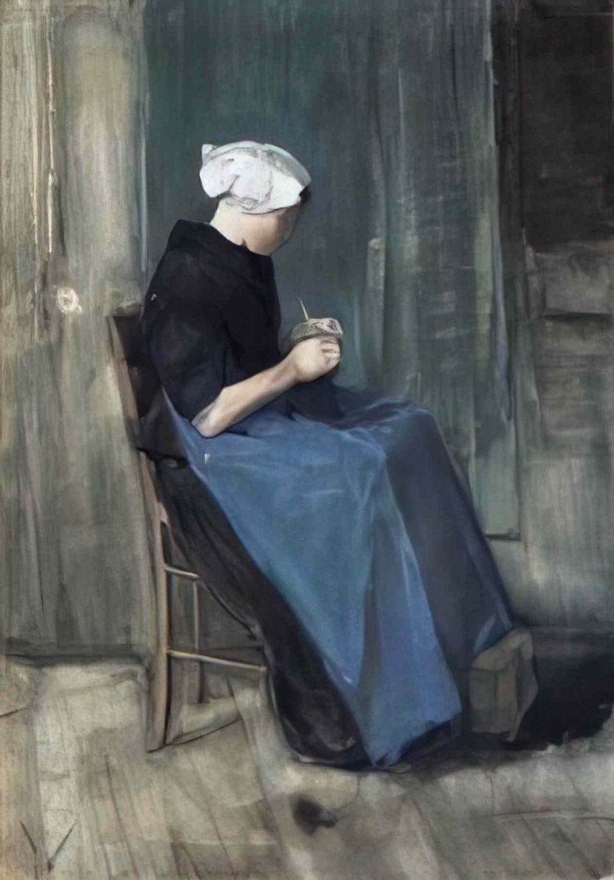 van gogh scheveningen woman knitting 1881 Art A4 Photo Print