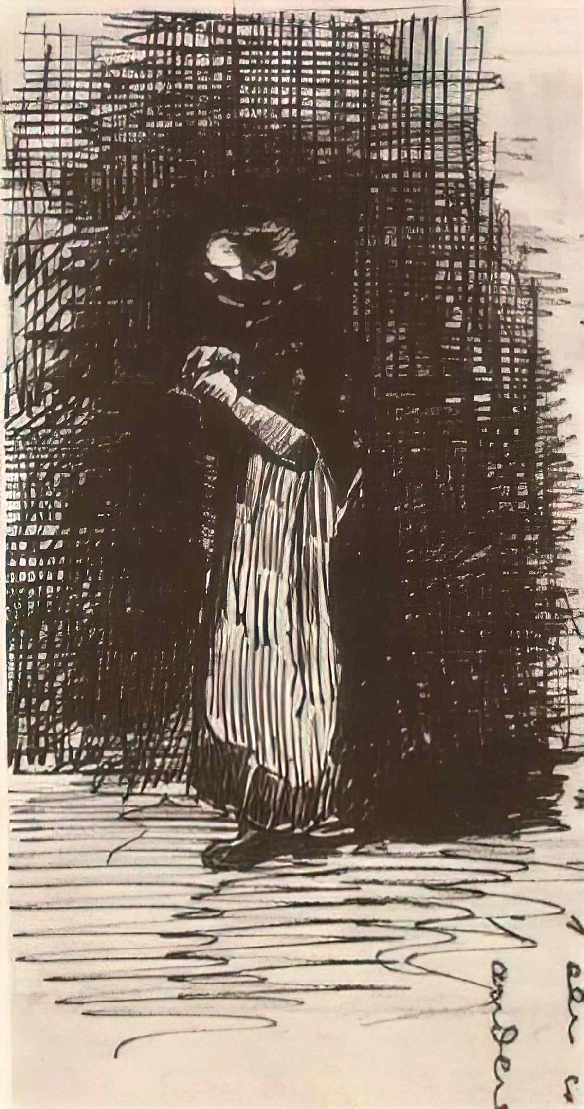 van gogh scheveningen woman standing 1881 Art A4 Photo Print