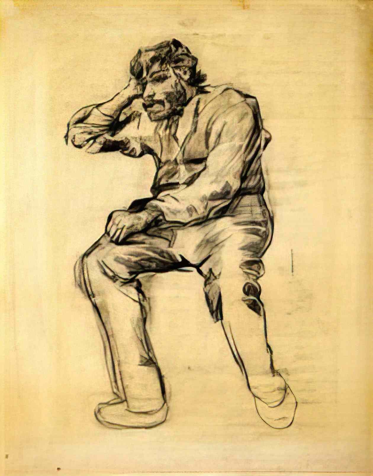 van gogh seated man with a beard 1886 1 Art A4 Photo Print
