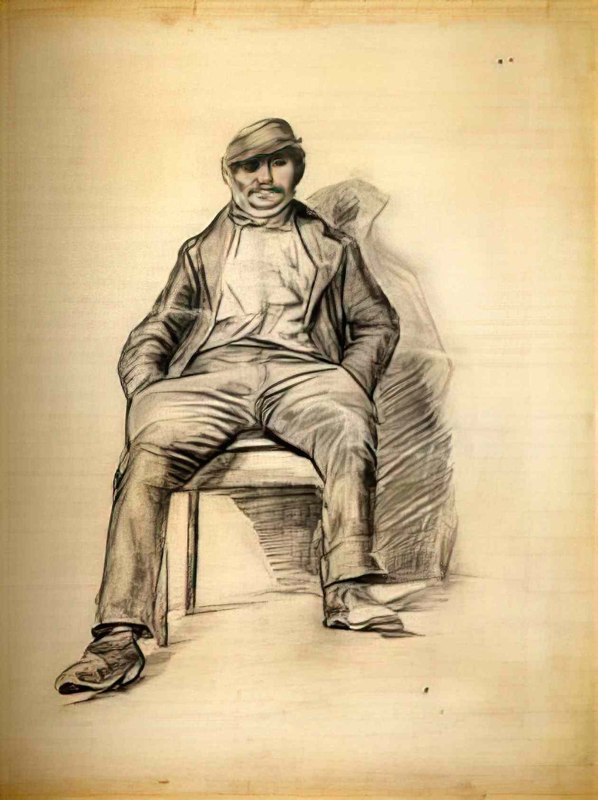 van gogh seated man with a moustache and cap 1886 Art A4 Photo Print