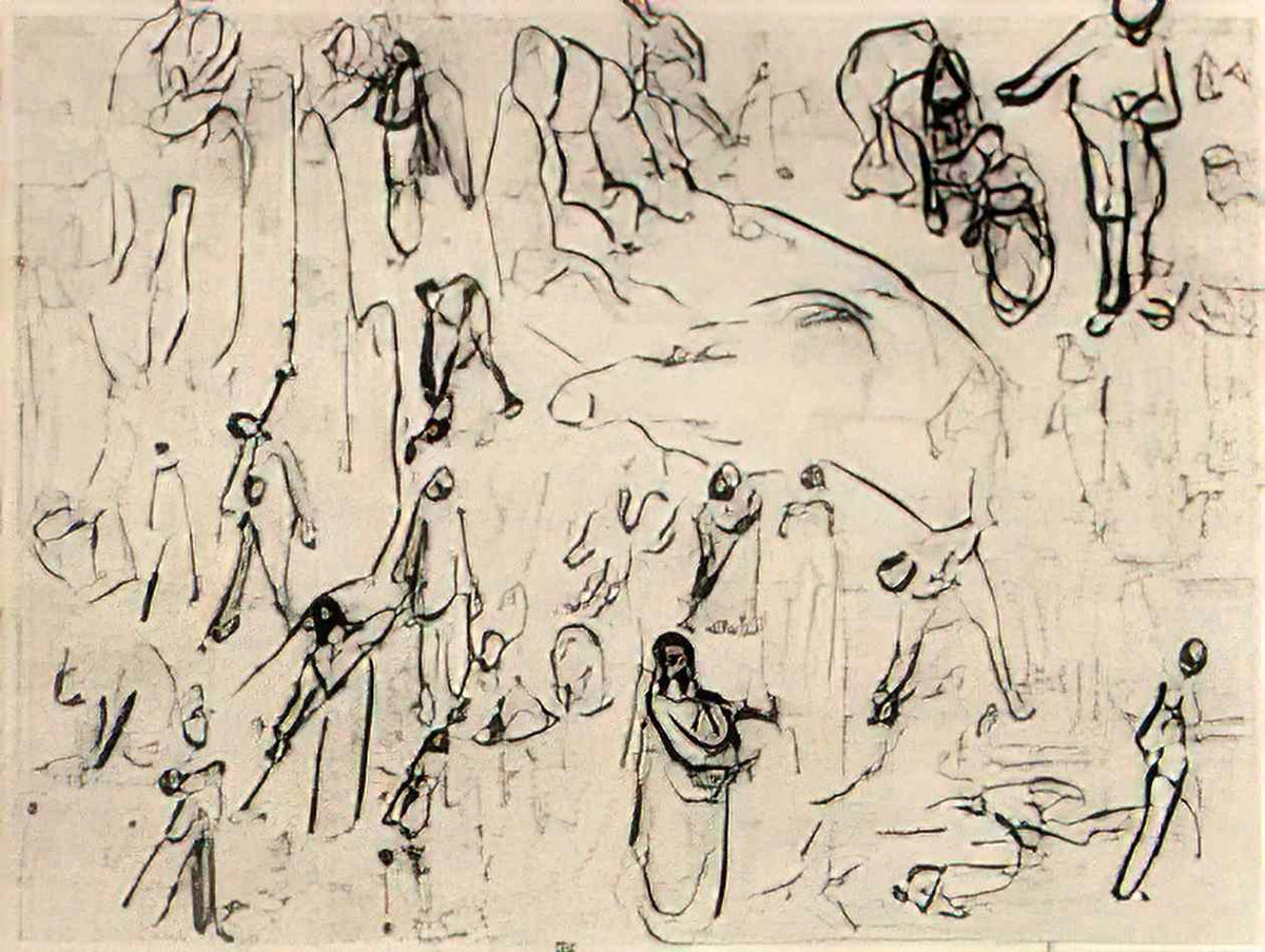 van gogh sheet with figures and hands 1890 Art A4 Photo Print