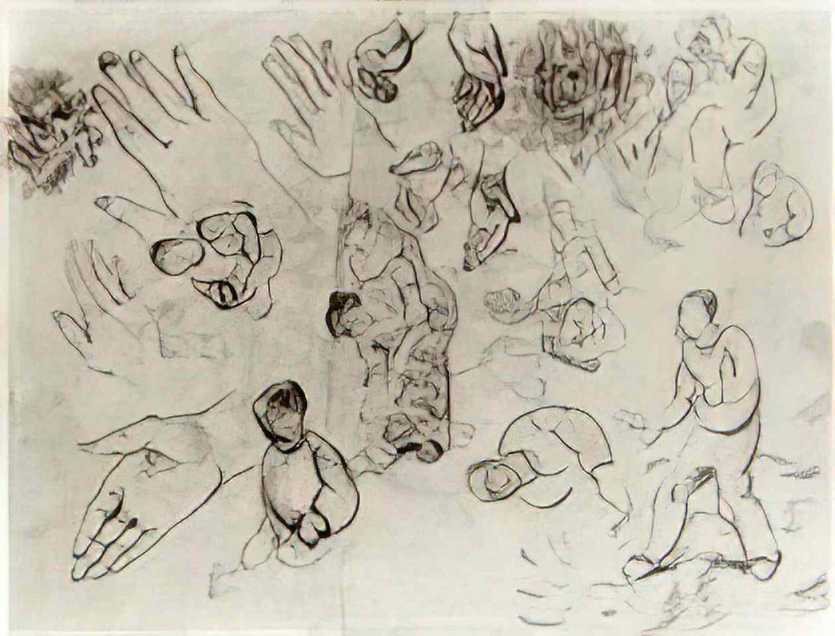 van gogh sheet with hands and several figures 1890 Art A4 Photo Print