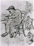 van gogh sheet with people sitting on chairs 1890 Art A4 Photo Print