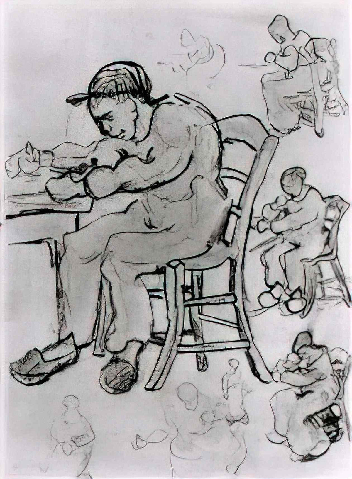 van gogh sheet with people sitting on chairs 1890 Art A4 Photo Print