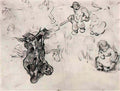 van gogh sheet with sketches of a digger and other figures 1890 Art A4 Photo Print