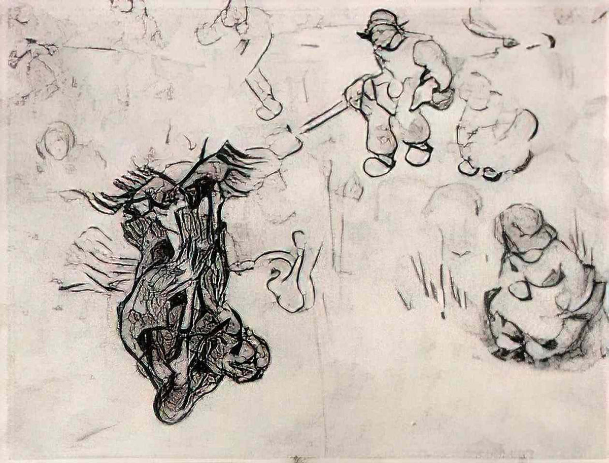 van gogh sheet with sketches of a digger and other figures 1890 Art A4 Photo Print