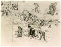 van gogh sheet with sketches of working people 1890 Art A4 Photo Print