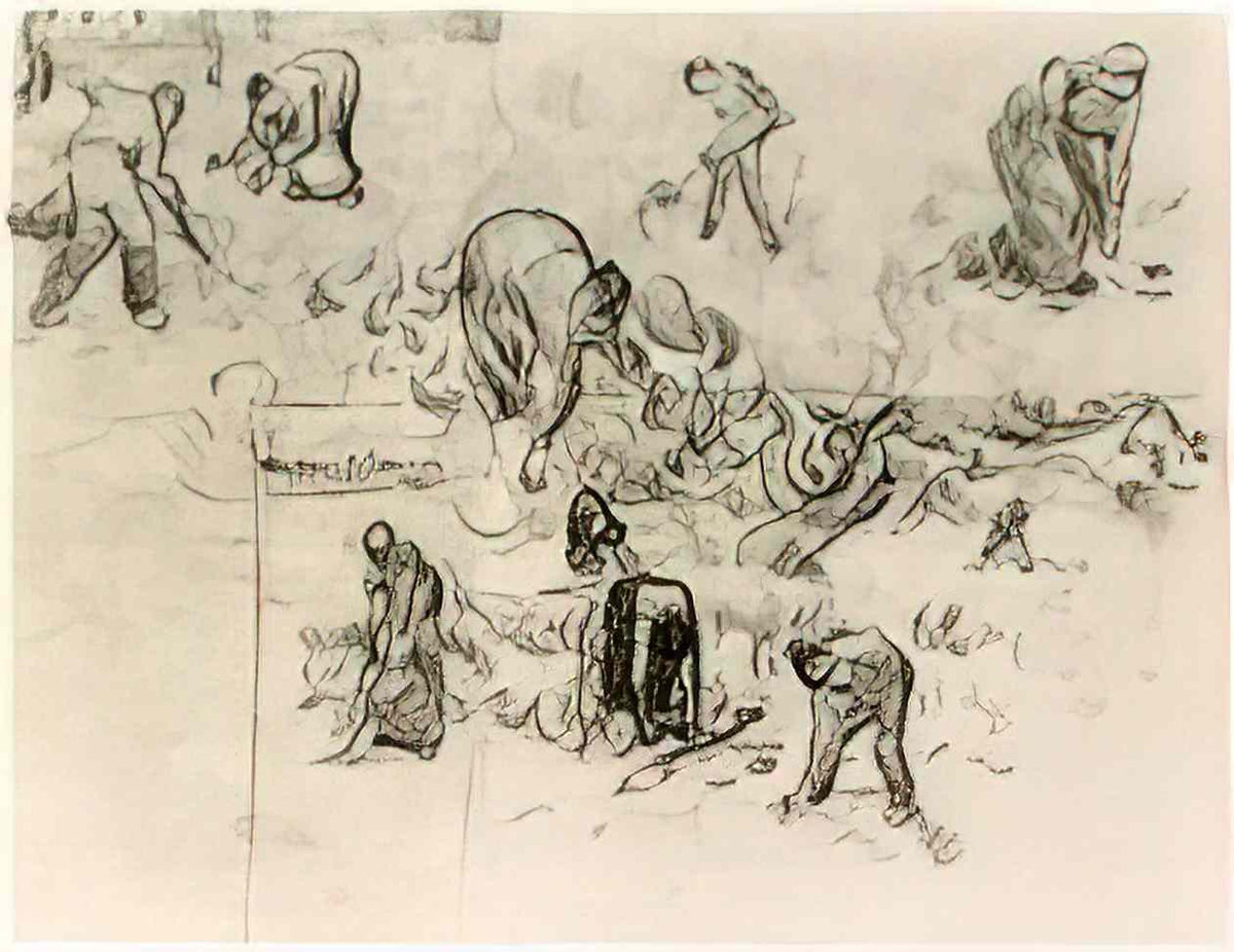 van gogh sheet with sketches of working people 1890 Art A4 Photo Print