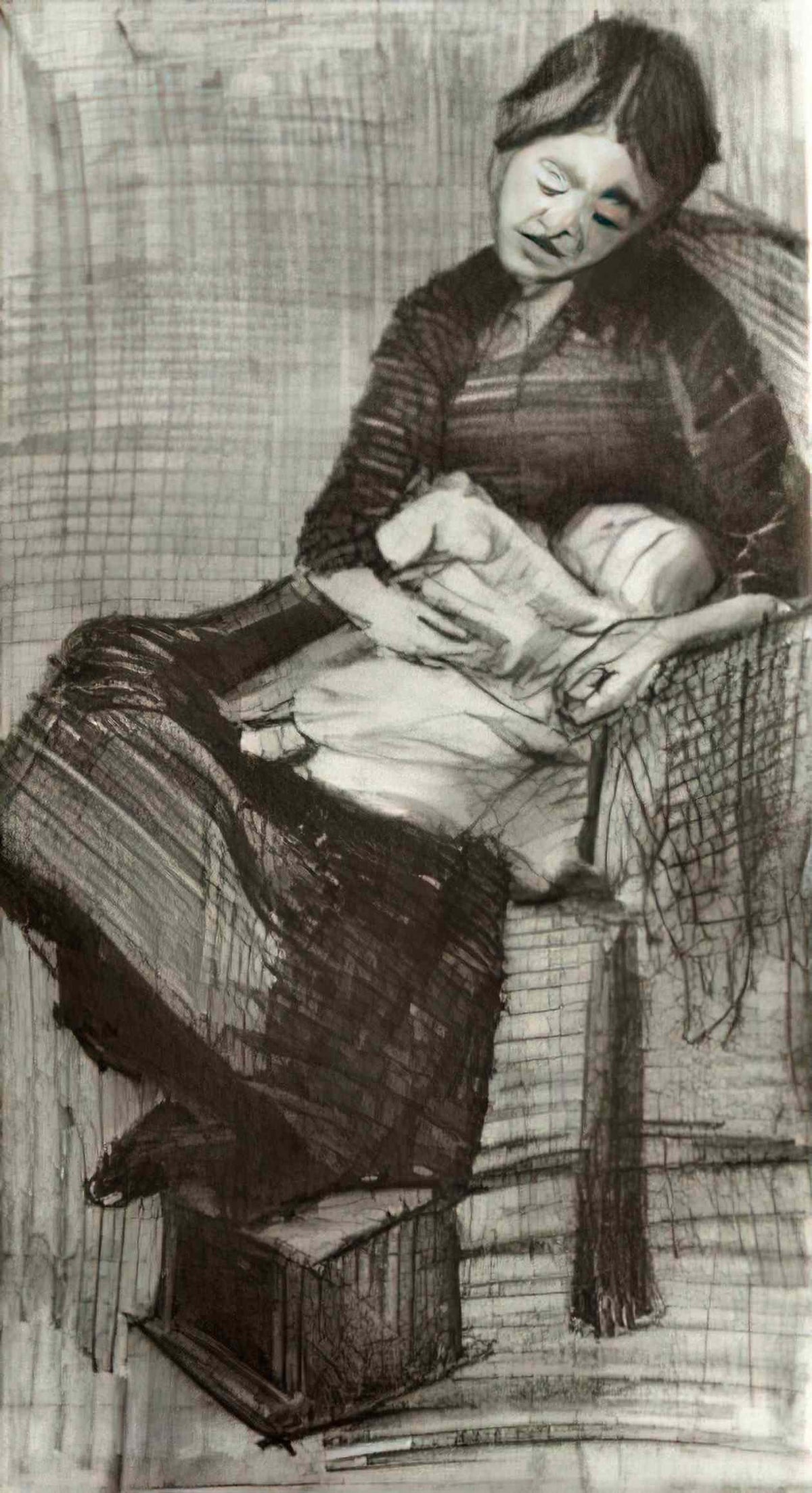 van gogh sien nursing baby 1882 1 Art A4 Photo Print