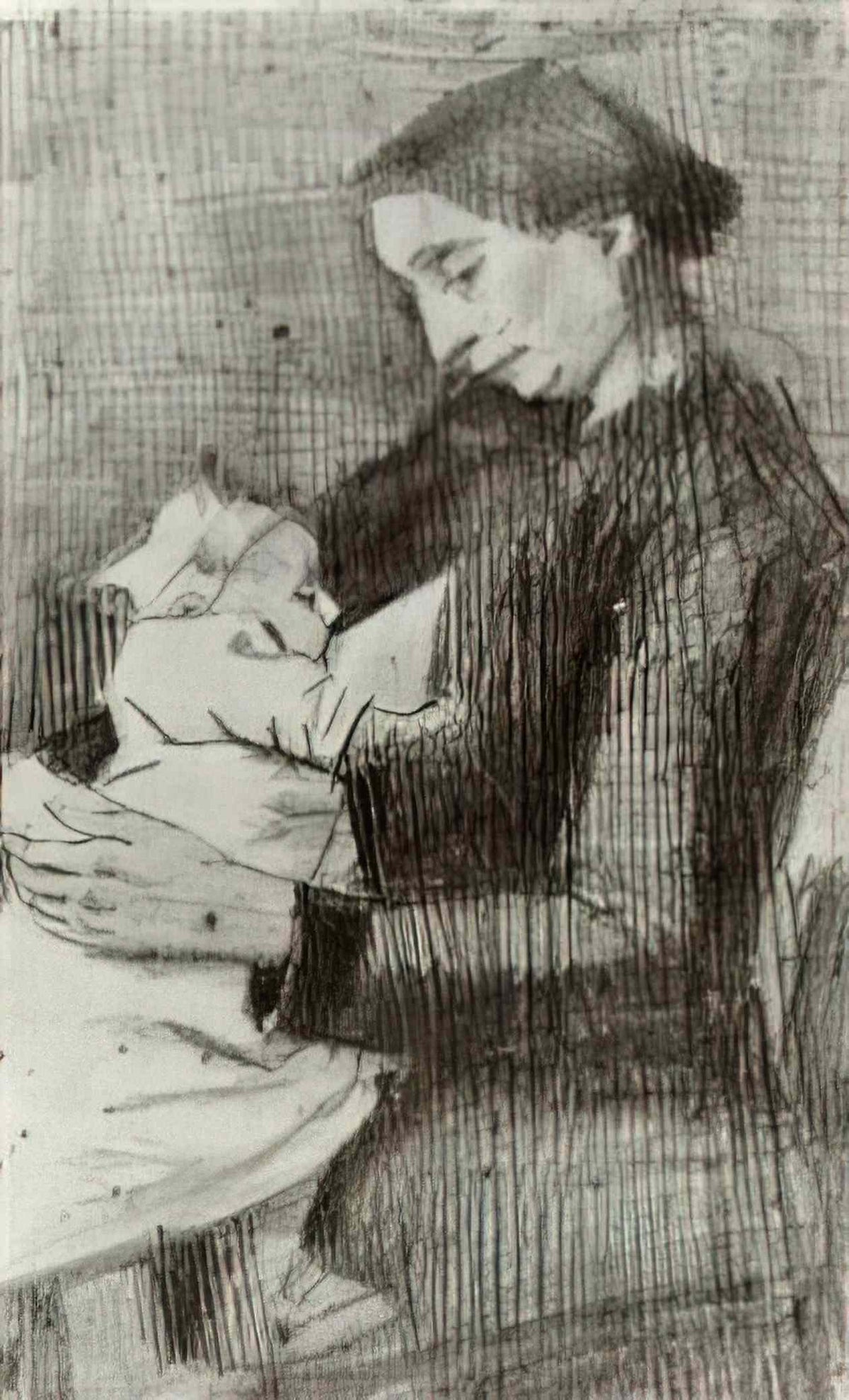 van gogh sien nursing baby half figure 1882 1 Art A4 Photo Print