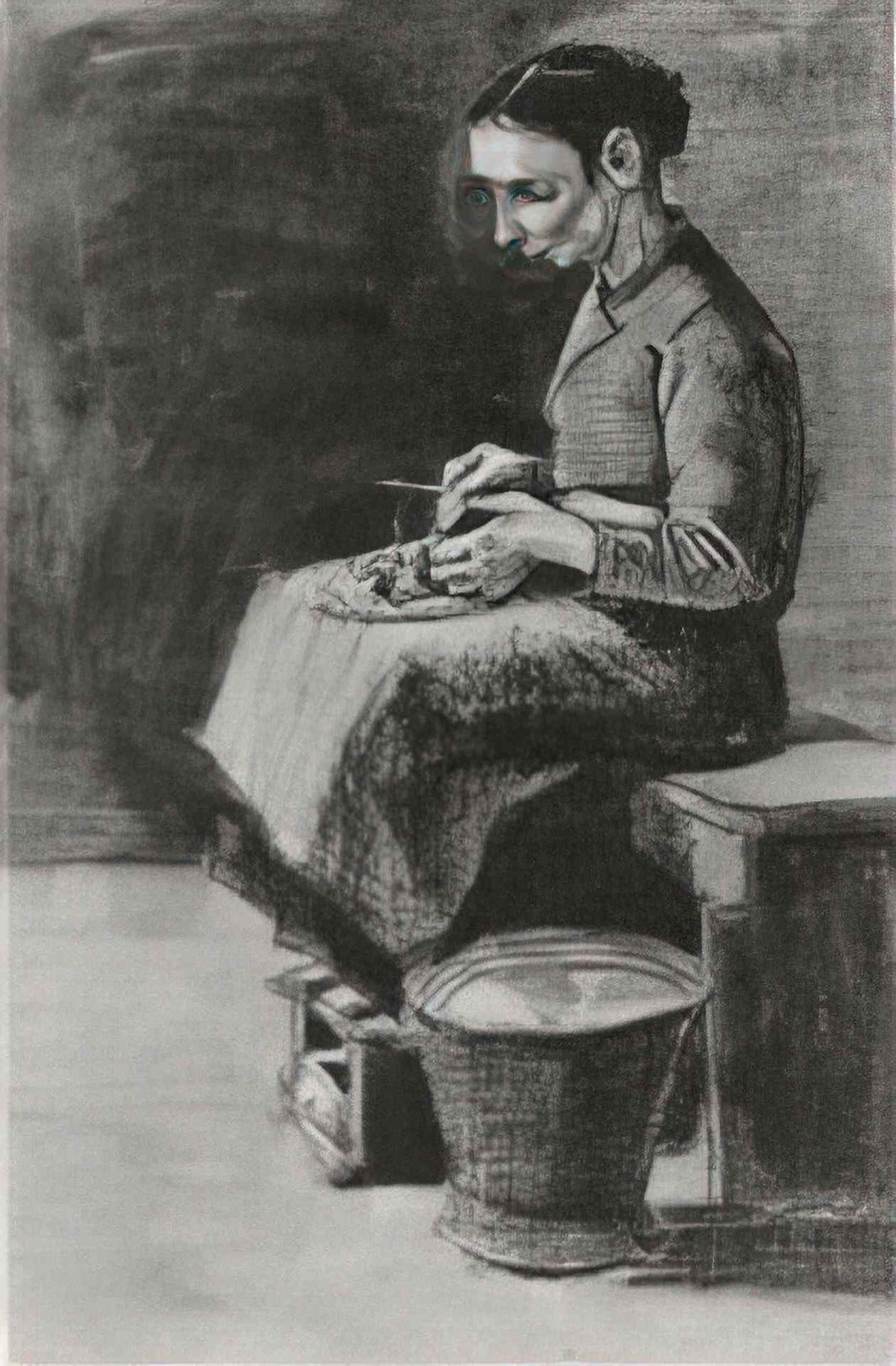 van gogh sien peeling potatoes 1883 Art A4 Photo Print