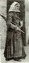 van gogh sien with umbrella and prayer book 1882 Art A4 Photo Print