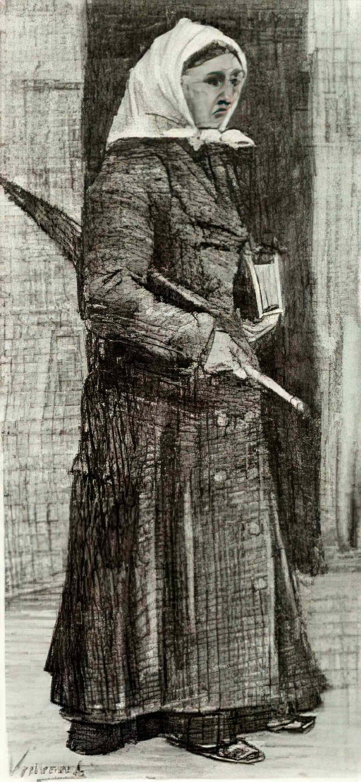 van gogh sien with umbrella and prayer book 1882 Art A4 Photo Print