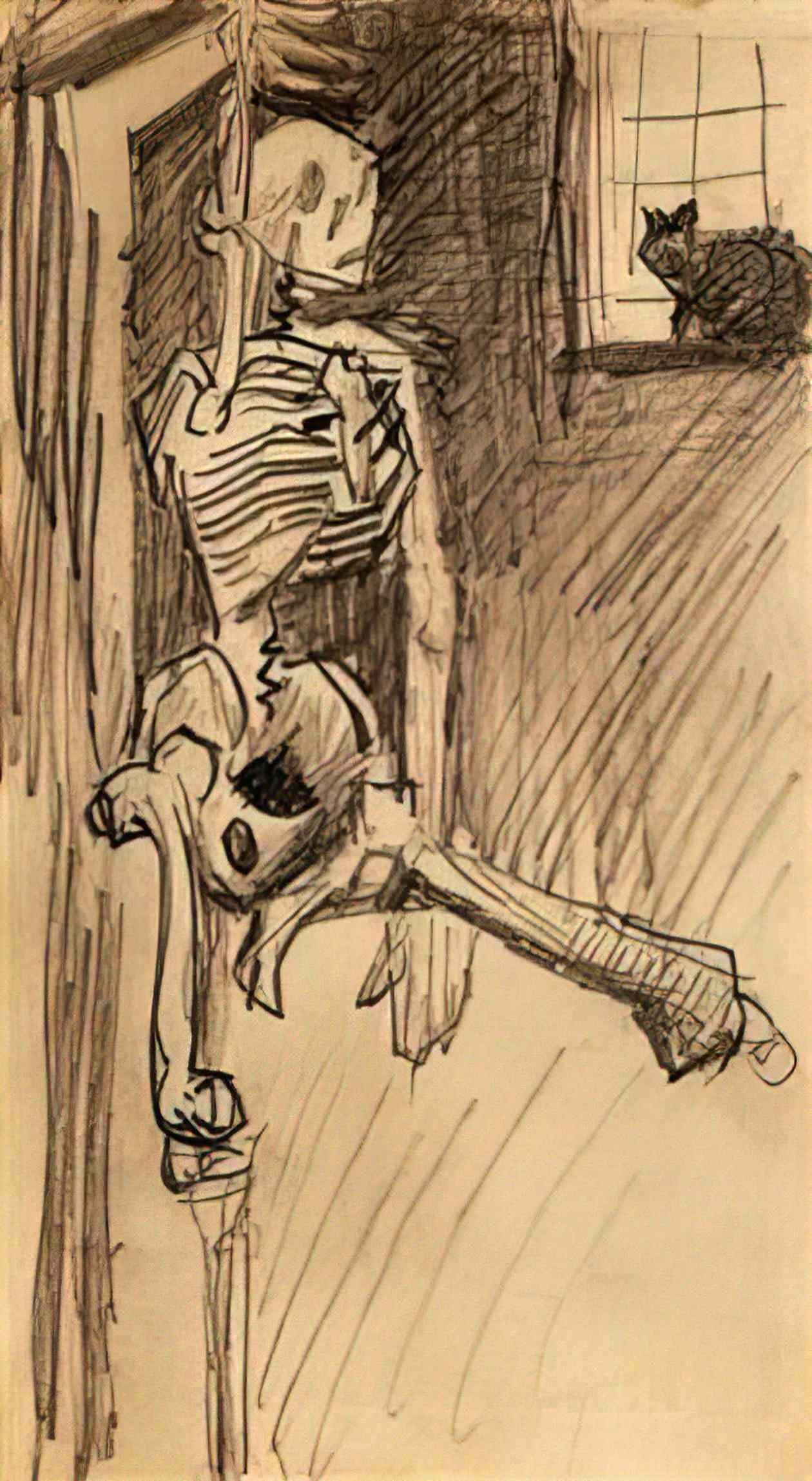van gogh skeleton Art A4 Photo Print