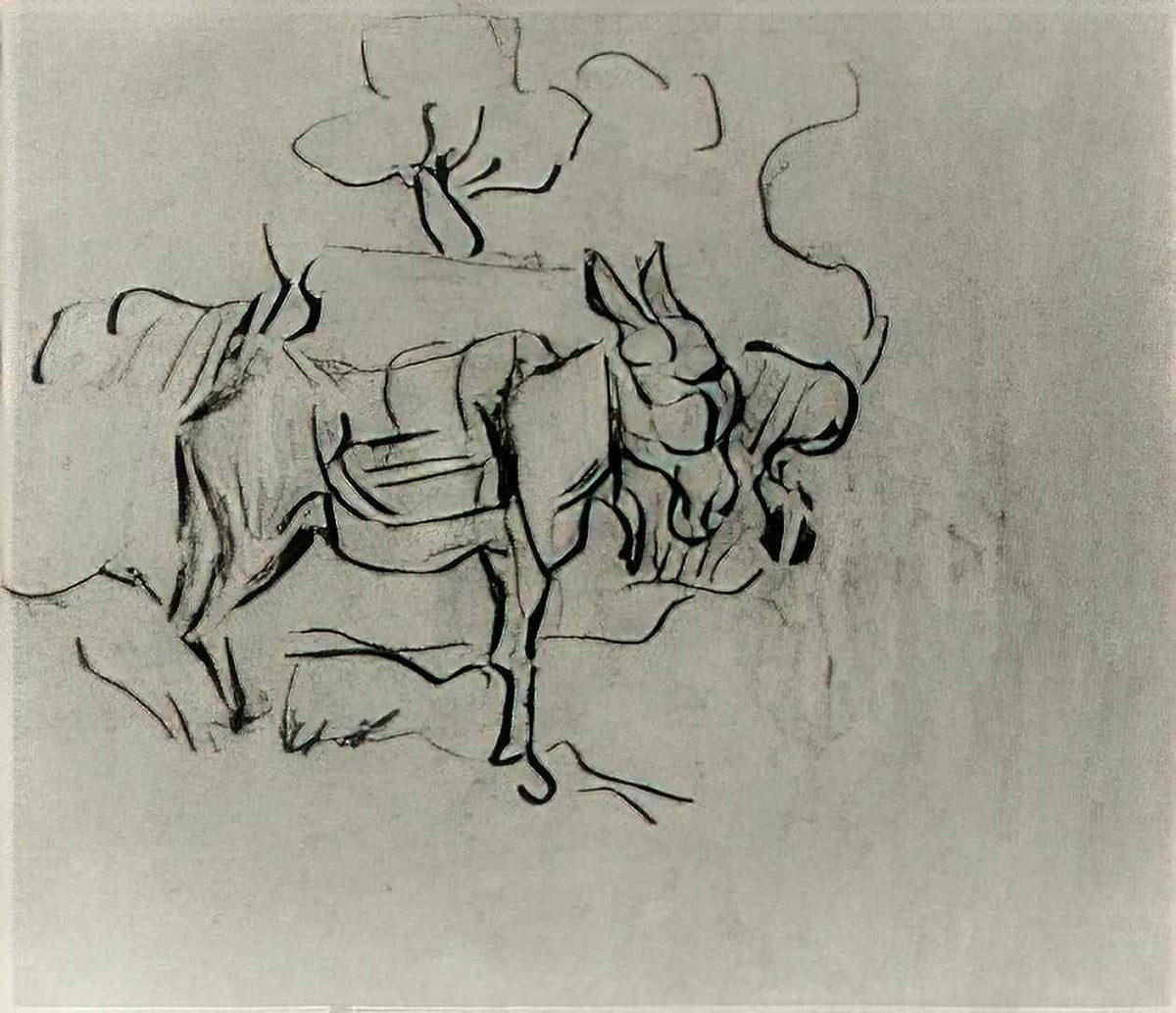 van gogh sketch of a donkey 1890 Art A4 Photo Print