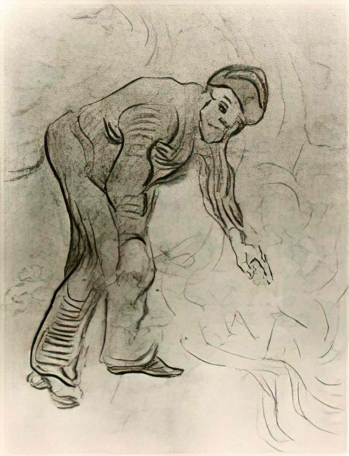 van gogh sketch of a stooping man 1890 Art A4 Photo Print