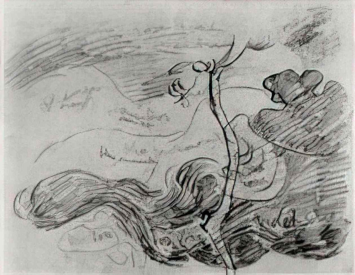 van gogh sketch of a tree against clouds with colour annotations 189 Art A4 Photo Print