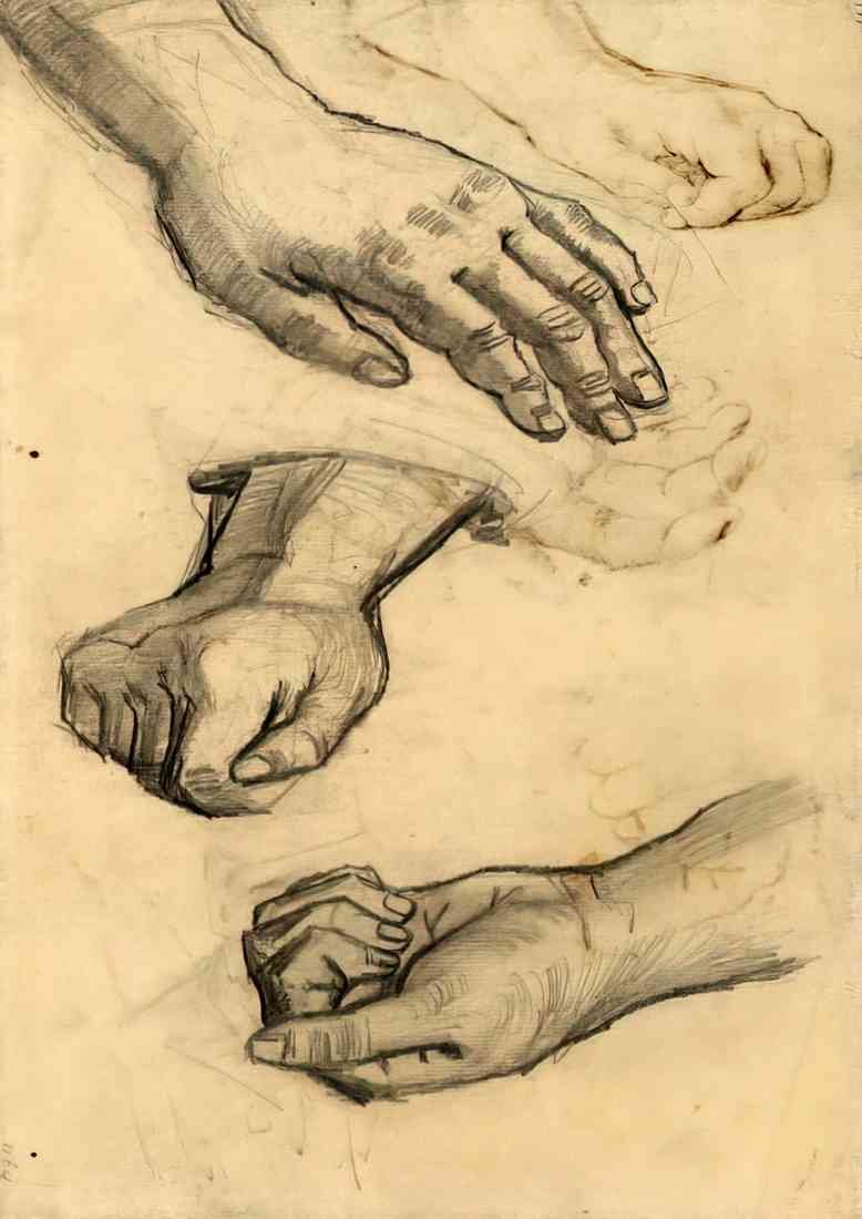 van gogh sketch of hand A4 Photo Print