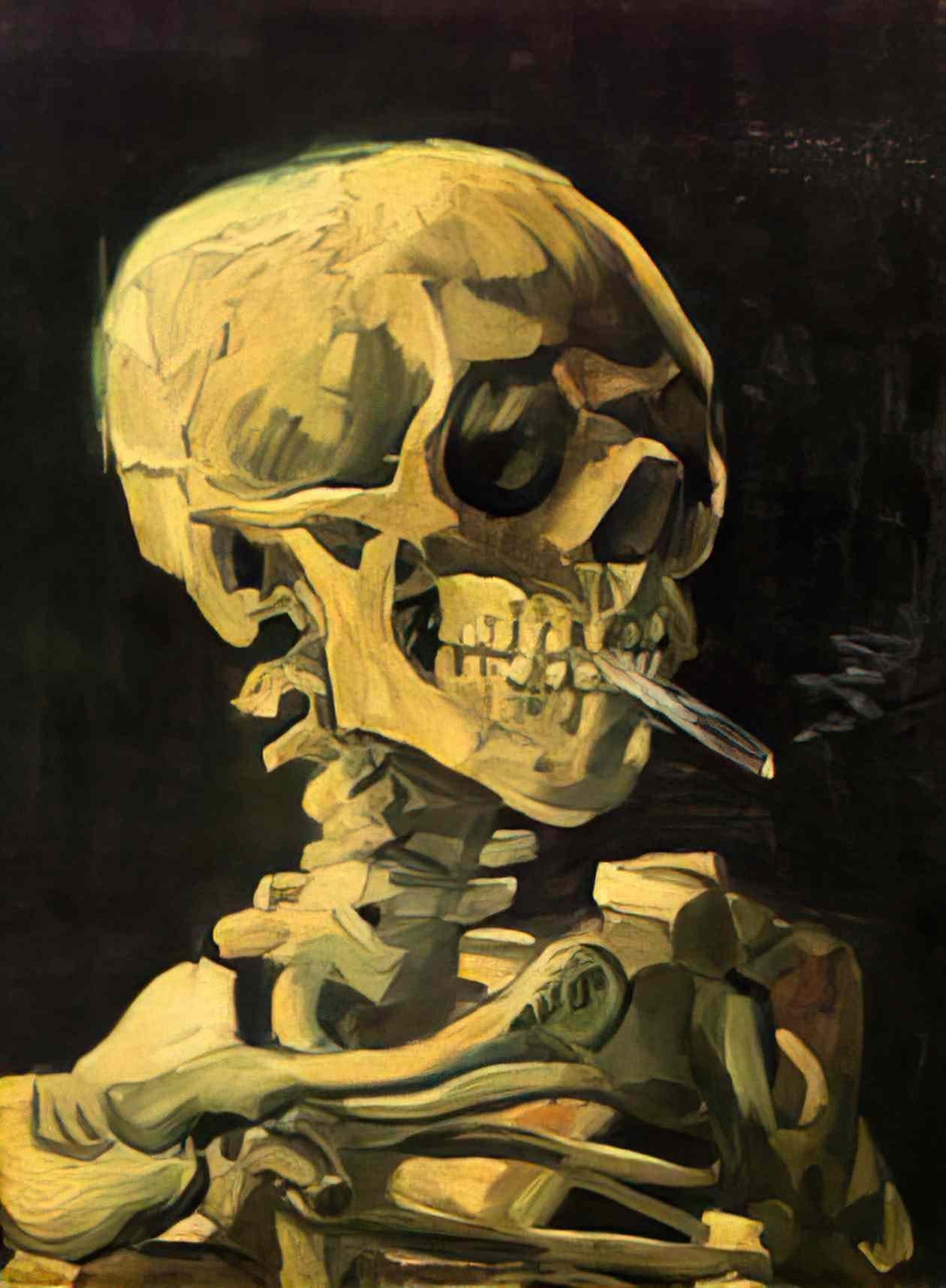van gogh skull with burning cigarette 1885 Art A4 Photo Print