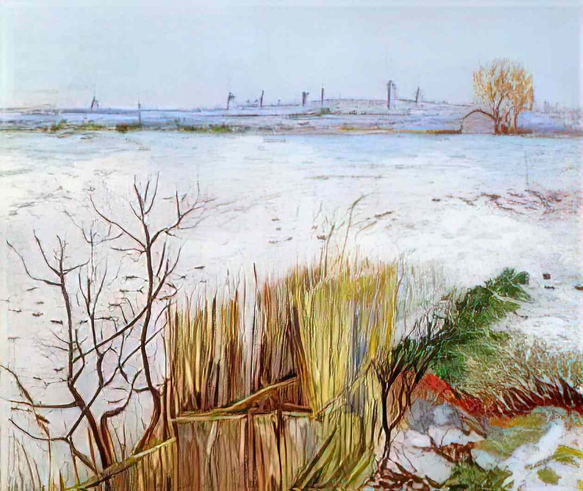 van gogh snowy landscape with arles in the background 1888 1 Art A4 Photo Print