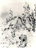 van gogh snowy landscape with stooping woman Art A4 Photo Print