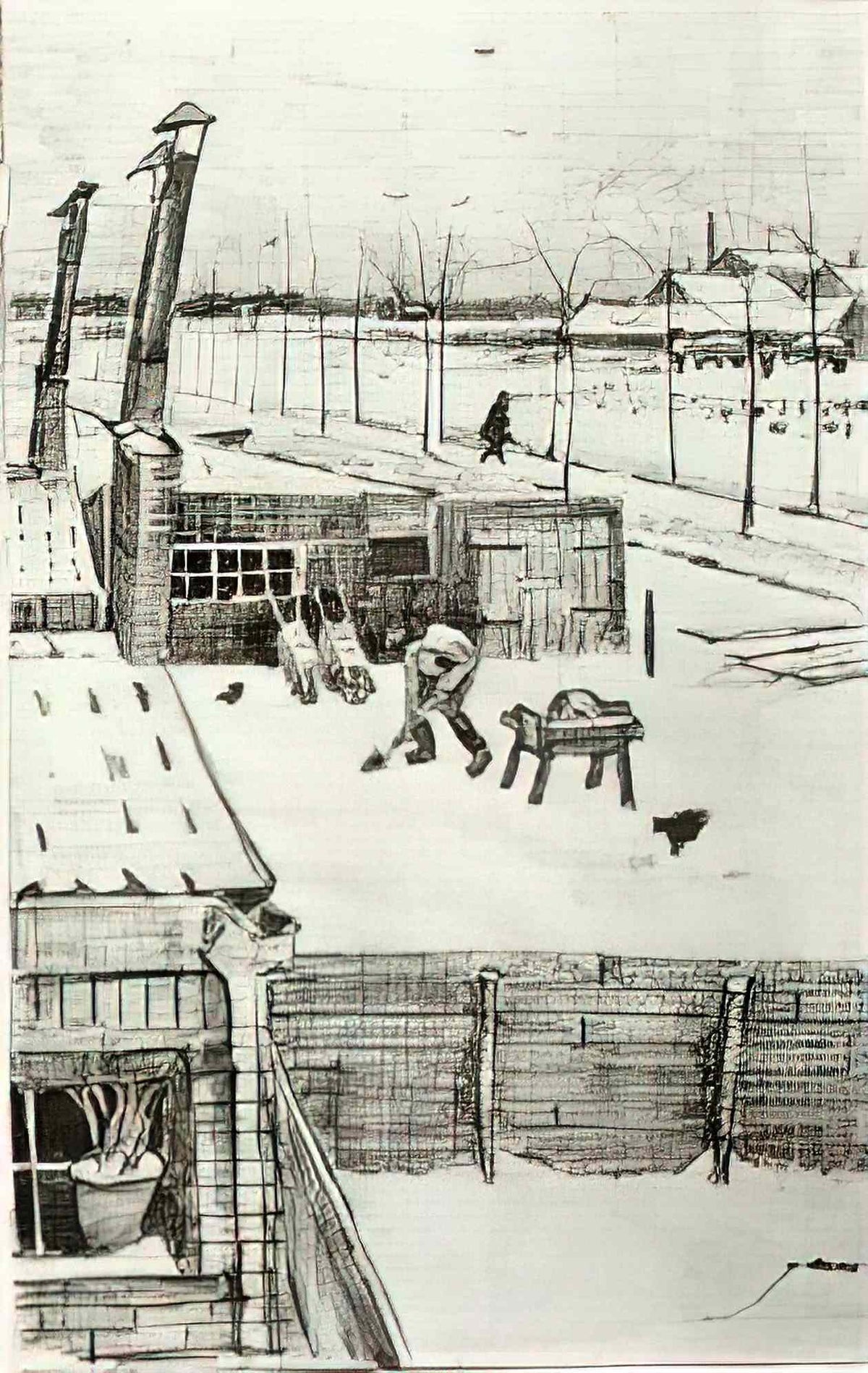 van gogh snowy yard 1883 Art A4 Photo Print